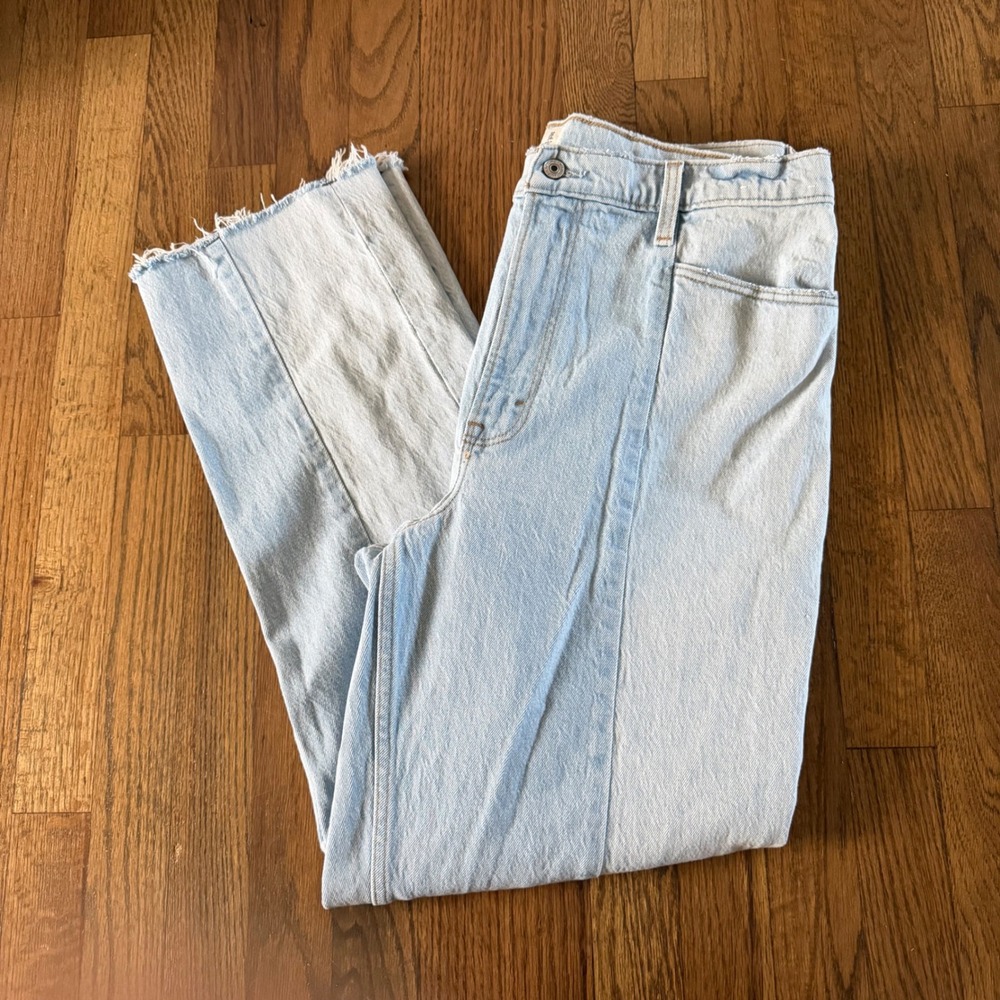 Abercrombie & Fitch Jeans 32 14 R 90s Straight Ultra High Rise 2 Tone Light Wash